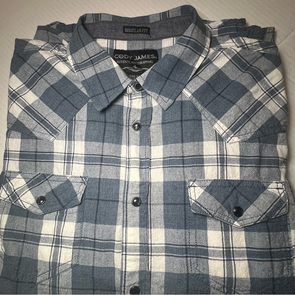 Cody James Shirt Men's XLarge multi Blue Plaid Pearl Snap Cowboy Western